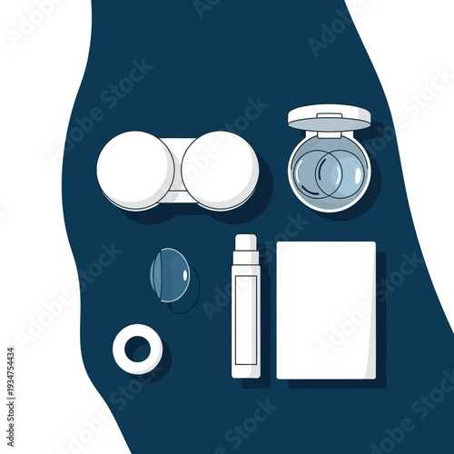 Illustration Of Contact Lenses And Accessories Essential For Clear Vision and Eye Care Routine