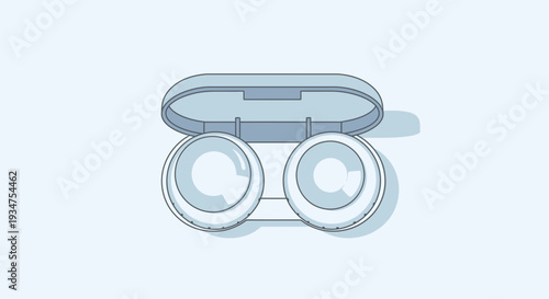 Illustration Of Contact Lenses In Case On Light Background With Simple Graphics