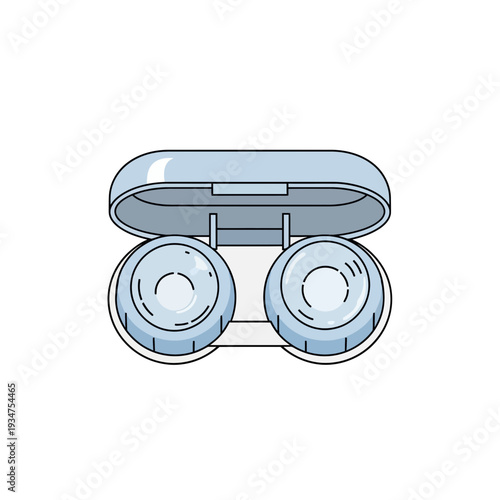 Illustration Of Contact Lenses In Case, Healthcare and Vision Correction Concept, Isolated on White