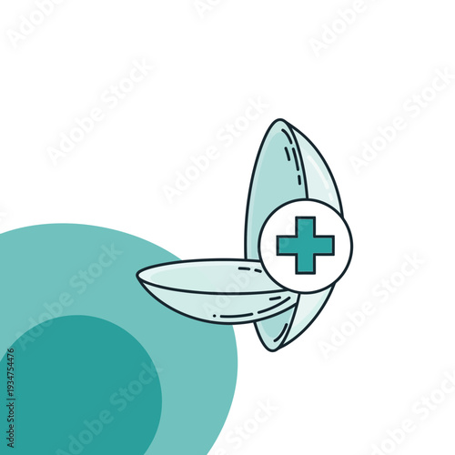 Illustration Of Contact Lenses With Medical Cross Symbolizing Vision Care And Health