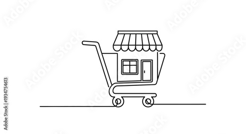 Shopping cart with small store.