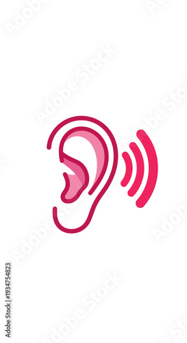 Illustration Of Ear Symbolizing Auditory Perception and Sound Wave Communication