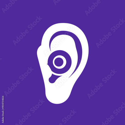 Illustration Of Ear Symbolizing Auditory Health And Sound Technology On Purple Background