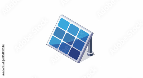 Illustrated Solar Panel on White Background Depicting Renewable Energy Source