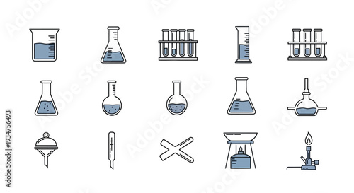 Laboratory Equipment Vector Illustrations Depicting Scientific Research and Experimentation