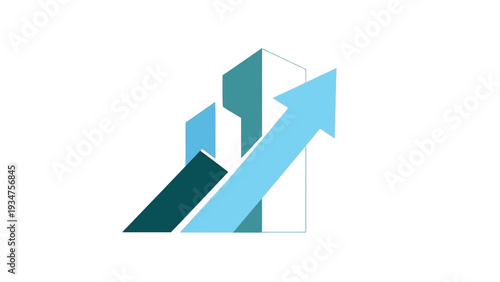 Abstract illustration of business growth with rising bars and an upward arrow.