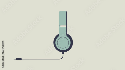 Minimalist illustration of teal headphones with audio jack