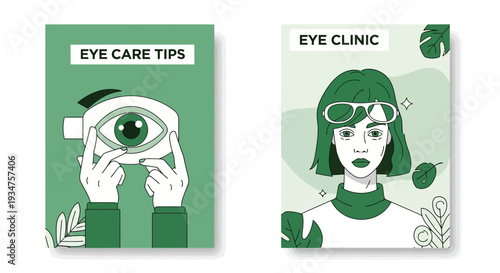 Illustration Of Eye Care Tips And Eye Clinic Featuring Minimalist Design And Vibrant Colors