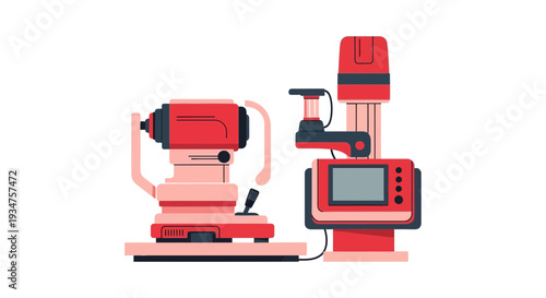 Illustration Of Eye Examination Instruments Representing Vision Care and Medical Innovation