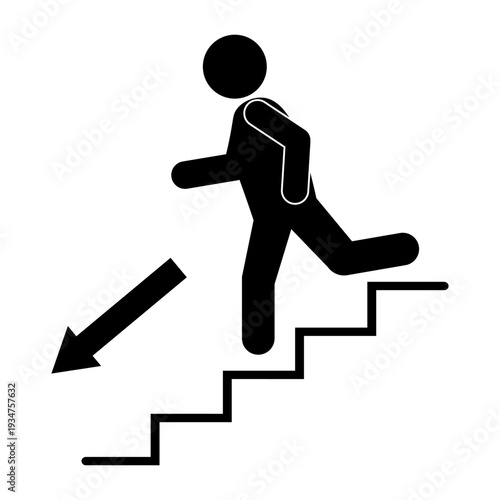階段を下りて避難する人のピクトグラム