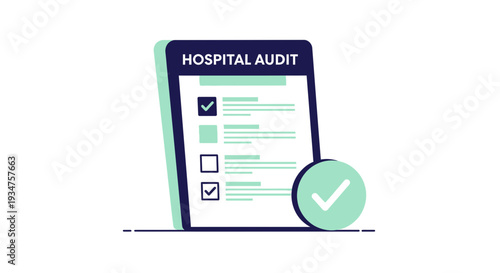 Illustration Of Hospital Audit Checklist With A Completed Approval Icon and Design