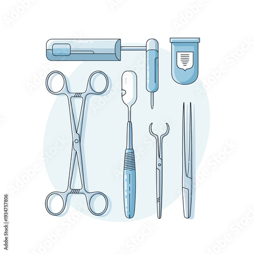 Illustration Of Medical Instruments For Surgery Procedures And Healthcare Treatment