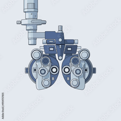 Illustration Of Optometric Equipment Depicting Precise Vision Measurement And Assessment