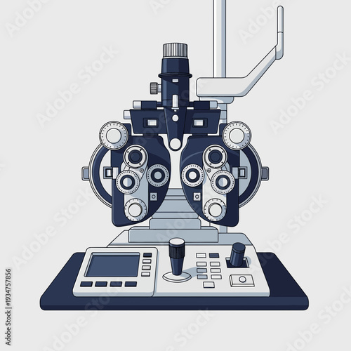 Illustration Of Optometric Equipment Ideal For Vision Exams And Eye Health Assessments