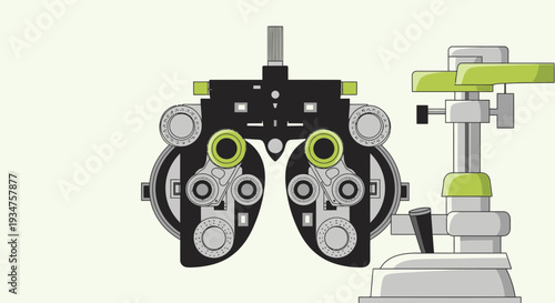 Illustration Of Optometric Equipment Used For Examining Eyes And Assessing Vision
