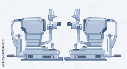 Illustration Of Ophthalmic Devices For Eye Examination In Optometry Healthcare Setting