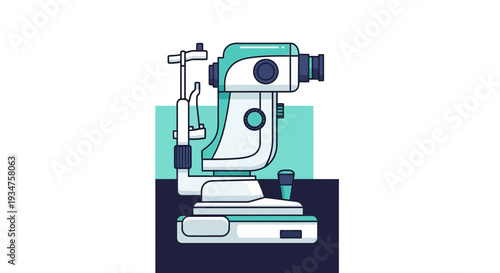 Illustration Of Ophthalmic Equipment: A Modern Slit Lamp Used In Eye Care
