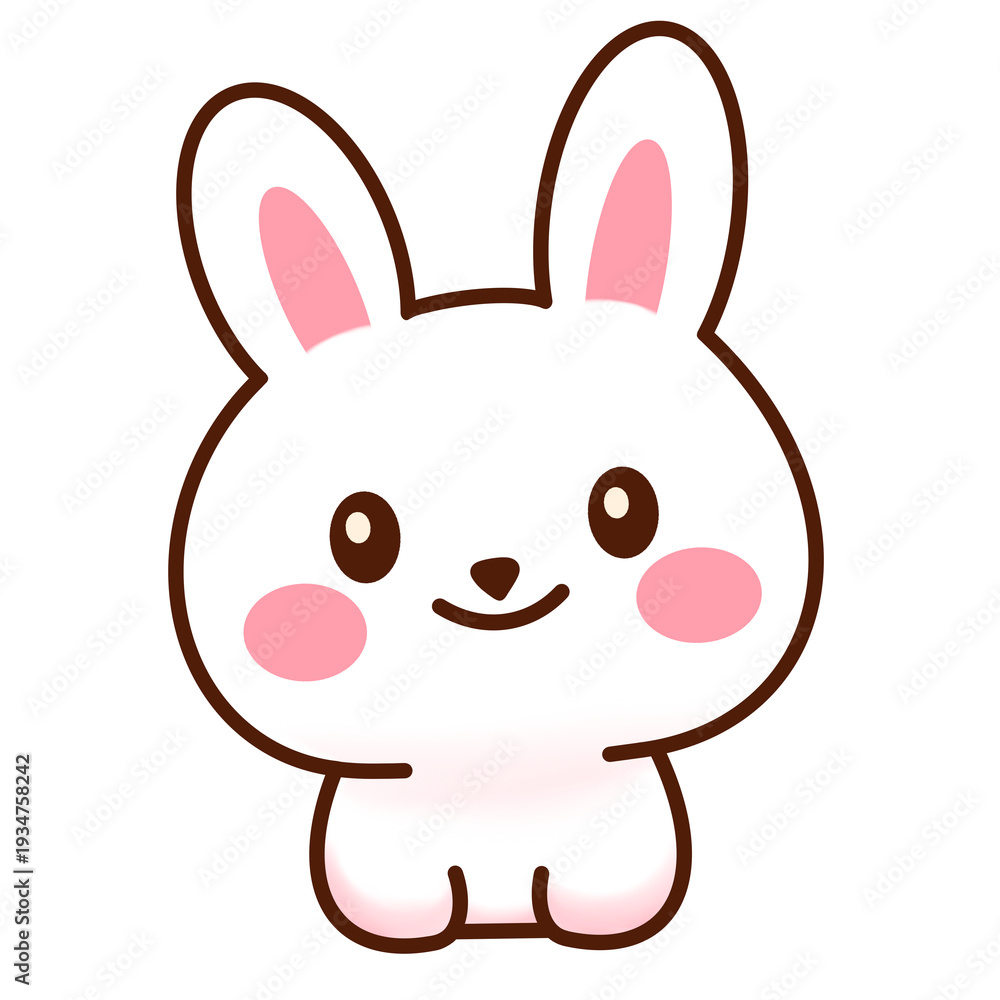 Fototapeta premium Cute white bunny rabbit cartoon
