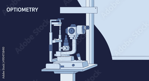 Illustration Of Optometry Equipment Showing An Examination Machine For Eye Health Screening