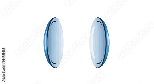 Illustration Of Two Contact Lenses Isolated On A White Background With Blue Accents