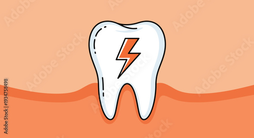 Illustration Of Tooth With Electric Symbol, Indicating Dental Discomfort Or Pain