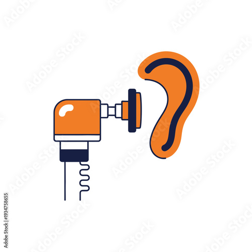 Illustration of Otoscope Examining the Human Ear, Medical Procedure, Healthcare Concept