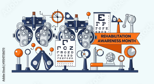 Illustration Of Vision Care And Rehabilitation For Health Awareness Purposes