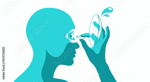 Illustration Of Vision Correction With Contact Lens: A Modern And Minimalist Approach