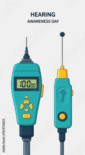 Illustration Representing Hearing Awareness Day with Auditory Diagnostic Tools and Technologies