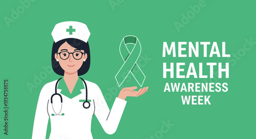 Illustration Representing Mental Health Awareness Week And The Importance Of Mental Wellness