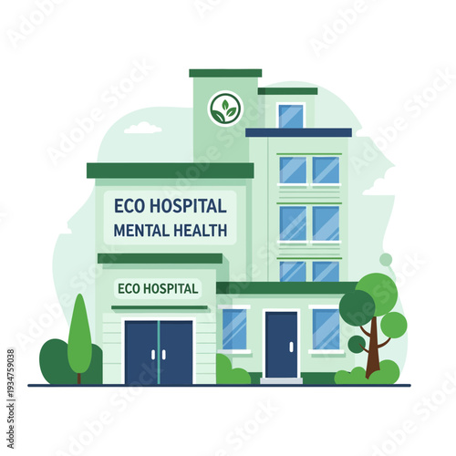 Illustrative Depiction of an Eco-Friendly Hospital Building Designed for Mental Wellness