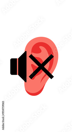 Illustrative Depiction of Deafness and Sound Restriction with Muted Audio and Ear Symbol
