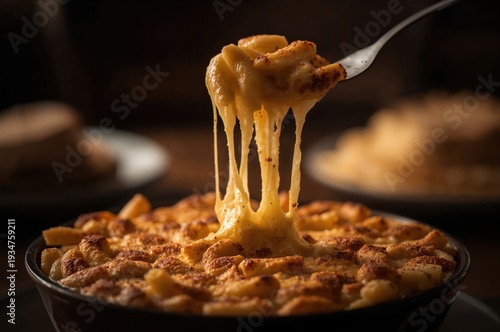 Wallpaper Mural Golden baked mac and cheese with creamy texture and stretchy cheese pull Torontodigital.ca