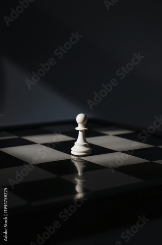 Wallpaper Mural Solitary white pawn under looming queen shadow symbolizing strategy tension power and calculated decisions Torontodigital.ca