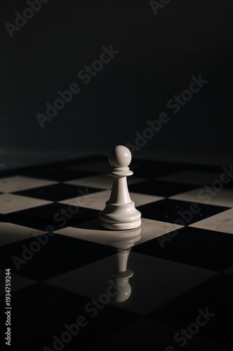 Wallpaper Mural Solitary white pawn under looming queen shadow symbolizing strategy tension power and calculated decisions Torontodigital.ca