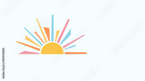 Abstract colorful sun rays bursting from a semicircle