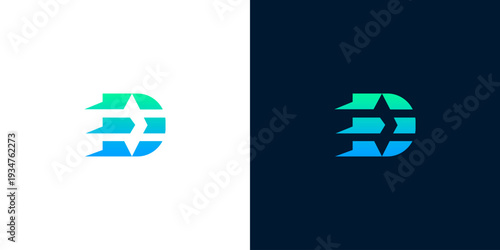 Futuristic Abstract Letter D Logo Design with Star Element, Modern Branding Identity
