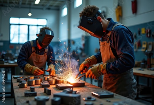 Intense Trade School Welding Workshop Sparks Flying High Metal Fusion Skills