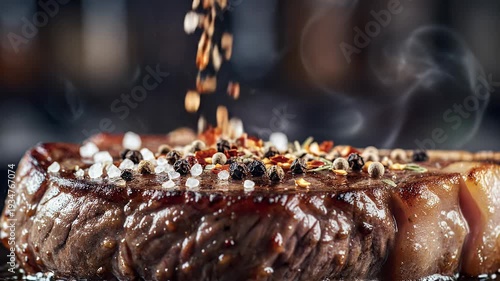 Wallpaper Mural Savory seared steak seasoned with coarse salt and peppercorns Torontodigital.ca