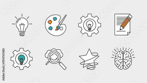 Creative Process and Idea Generation Icons Collection