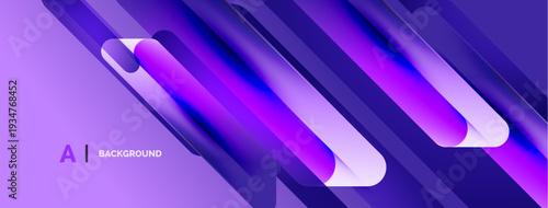 Abstract purple layers create dynamic visual effect. Gradient shades suggest depth, modern design elements present. Smooth transitions, sleek aesthetic.