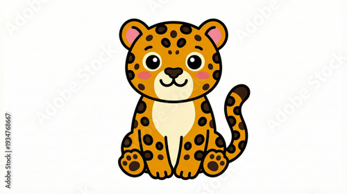 Cute Jaguar Vector Illustration Sitting and Smiling Cartoon Character