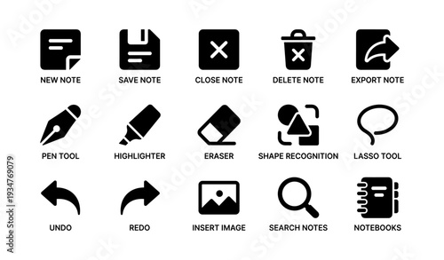 Note taking app icons: tools for efficient digital documentation