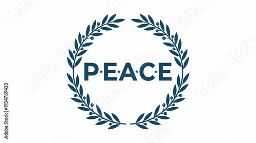 Laurel Wreath Surrounding Peace Typography in Serene Vector Illustration
