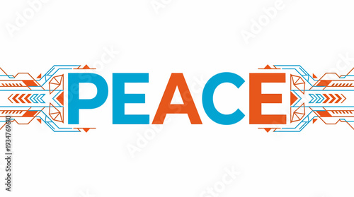 Vibrant typography spelling peace in a decorative illustration