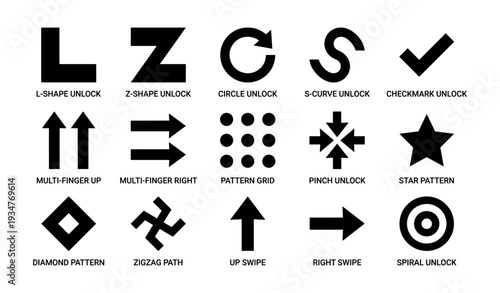 Collection of unlock patterns and swipe gestures