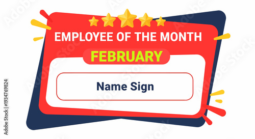 Employee of the Month for February Award Certificate with Name Sign Section
