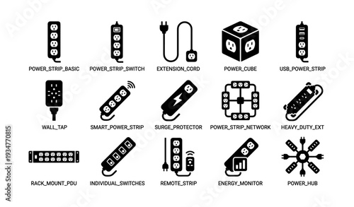 Electrical devices and connectors collection featuring power strips and surge protectors