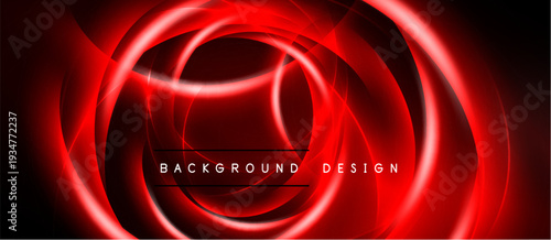 Dynamic red abstract design. Concentric circles create energy, motion. Dark background enhances glowing effect, modern aesthetic.