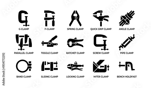 Collection of 15 essential clamps: types and uses in metalworking and carpentry